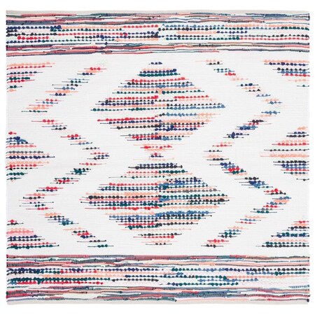 Safavieh 6 x 6 ft. Montauk Flat Weave Square Area Rug Ivory & Blue MTK817A-6SQ